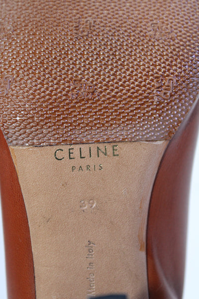 Celine Womens Leather Pointed Toe Slide On Pumps Chestnut Brown Size 39 9