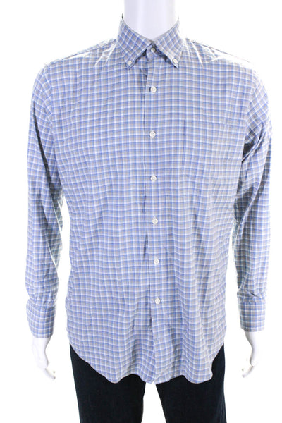 Peter Millar Men's Collared Long Sleeves Button Down Plaid Shirt Size M