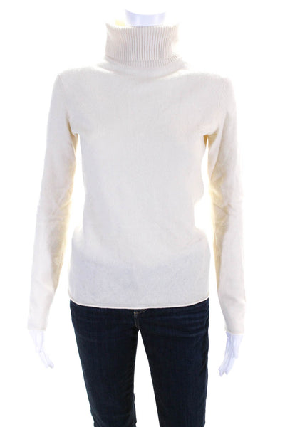 Pure Amici Womens Cashmere Long Sleeves Turtleneck Sweater White Size Small