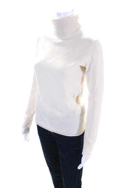 Pure Amici Womens Cashmere Long Sleeves Turtleneck Sweater White Size Small