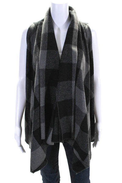 Piko 1988 Womens Plaid Sleeveless Sweater Vest Black Grey Wool Size Small