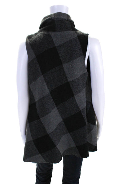 Piko 1988 Womens Plaid Sleeveless Sweater Vest Black Grey Wool Size Small