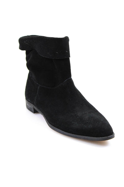 Splendid Womens Suede Pointed Toe Fold Over Mid-Calf Boots Black Size 7US