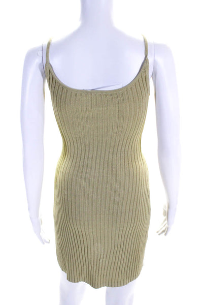 Cult Gaia Women's V-Neck O-Ring Spaghetti Straps Ribbed Mini Dress Green Size XS