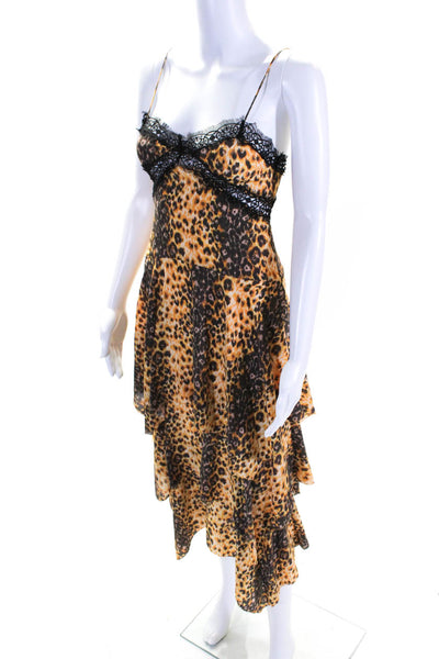 Manning Cartell Women's Spaghetti Straps Animal Print Tiered Midi Dress Size 0