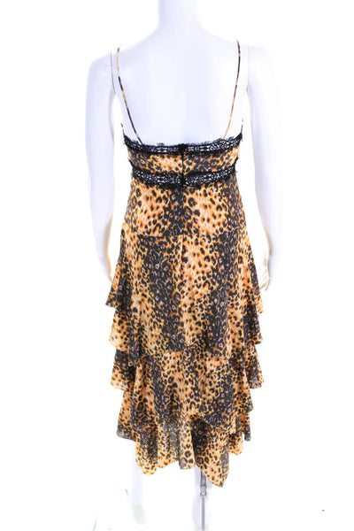 Manning Cartell Women's Spaghetti Straps Animal Print Tiered Midi Dress Size 0