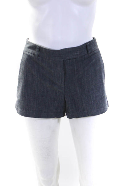 Theory Womens Mid Rise Unlined Flat Front Dress Shorts Blue Gray Size 4