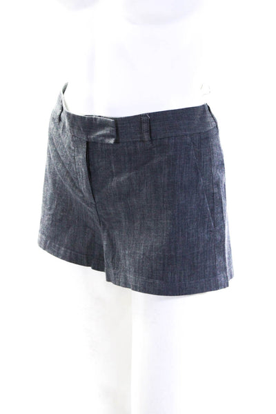 Theory Womens Mid Rise Unlined Flat Front Dress Shorts Blue Gray Size 4