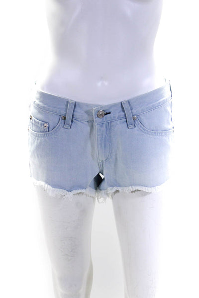 Rag & Bone Womens Low Rise Cutoff Denim Jean Shorts Light Blue Size 25