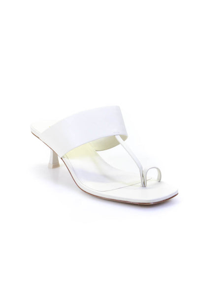 Cult Gaia Womens Toe Ring Thong Stiletto Mules Sandals White Leather Size 40 10