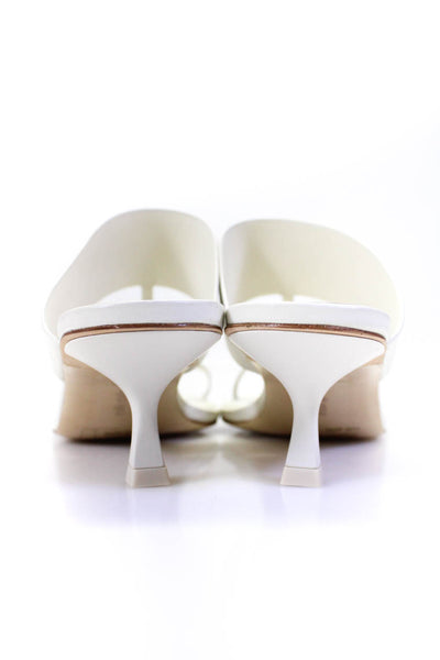 Cult Gaia Womens Toe Ring Thong Stiletto Mules Sandals White Leather Size 40 10