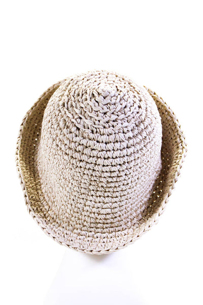 Rosetta Getty Womens Chunky Woven Cotton Raphia Bucket Cloche Hat One Size