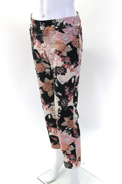 Spartina 449 Womens Black Floral Print High Rise Straight Leg Pants Size M