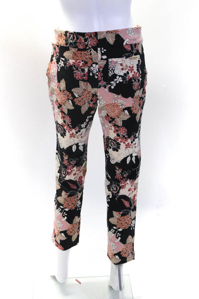 Spartina 449 Womens Black Floral Print High Rise Straight Leg Pants Size M