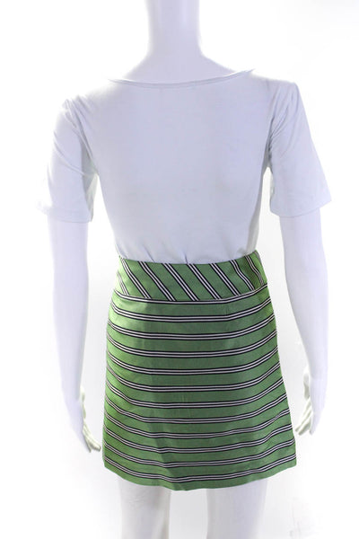 J Crew Womens Green Striped Silk Lined Mini A-line Skirt Size 4