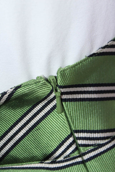 J Crew Womens Green Striped Silk Lined Mini A-line Skirt Size 4