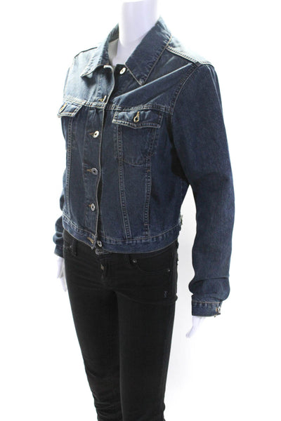 Mavi Womens Blue Cotton Medium Wash Long Sleeve Button Down Denim Jacket Size M