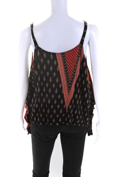 Mink Pink Womens Red Black Printed Cold Shoulder Short Sleeve Blouse Top Size S