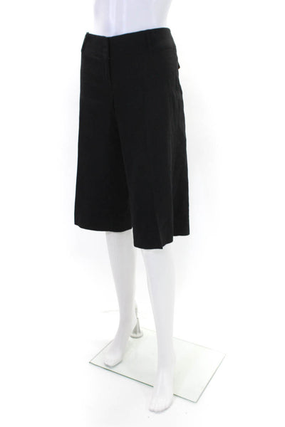 Theory Womens Solid Black Linen High Rise Pleated Capri Wide Leg Pants Size 6