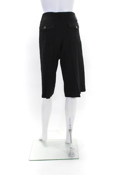 Theory Womens Solid Black Linen High Rise Pleated Capri Wide Leg Pants Size 6