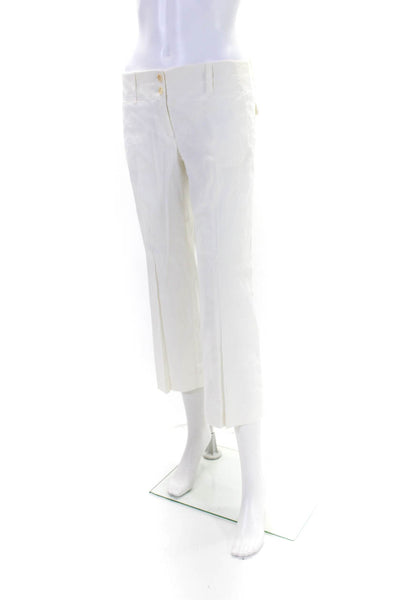 Theory Womens White High Rise Pleated Straight Leg Trouser Pants Size 4