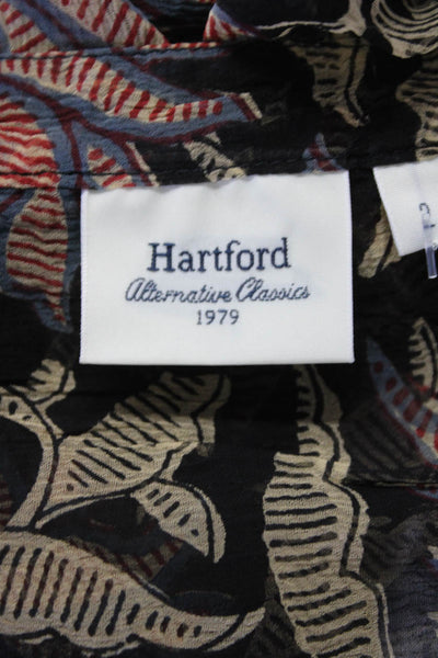 Hartford Womens Sheer Plant Print V-Neck Pullover Blouse Top Black Size 2