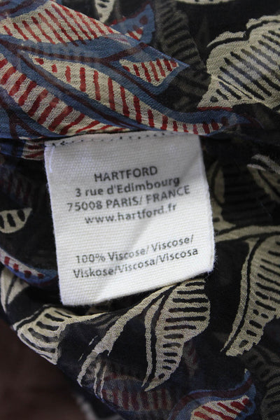 Hartford Womens Sheer Plant Print V-Neck Pullover Blouse Top Black Size 2