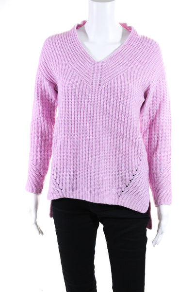 Ted Baker London Womens Long Sleeves High Low Hem Pullover Sweater Purple Size 0