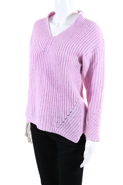 Ted Baker London Womens Long Sleeves High Low Hem Pullover Sweater Purple Size 0