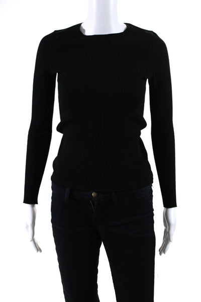 Theory Women's Round Neck Long Sleeves Pullover Sweater Black Size M