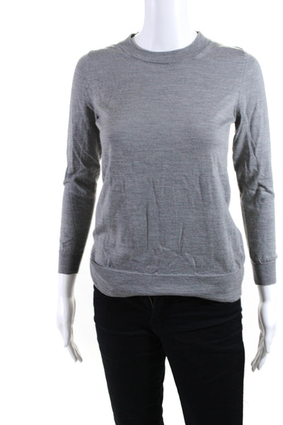 J Crew Womens Pullover Crew Neck Sweatshirt Gray Wool Size Small