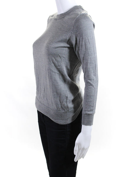 J Crew Womens Pullover Crew Neck Sweatshirt Gray Wool Size Small