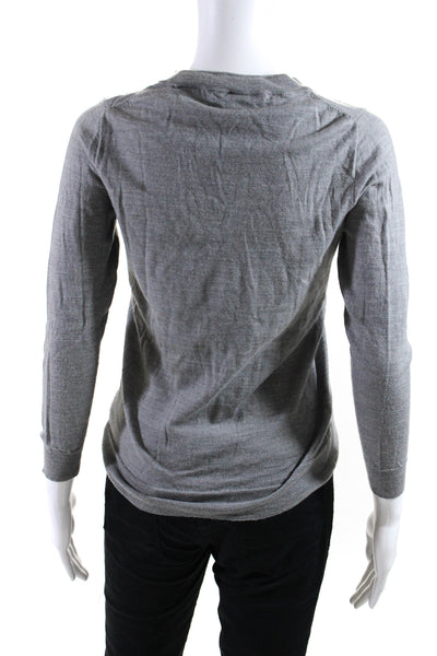 J Crew Womens Pullover Crew Neck Sweatshirt Gray Wool Size Small