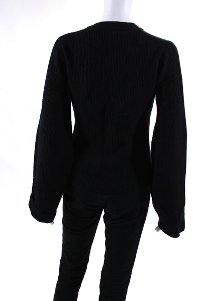 Helmut Lang Womens Three Button V Neck Ribbed Cardigan Sweater Black Size 2XS