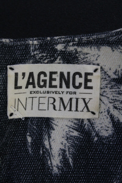 L Agence For Intermix Womens Back Zip Palm Tree Crop Top Blue White Size 2