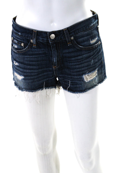 Rag & Bone Womens Low Rise Cutoff Distressed Denim Shorts Blue Size 26