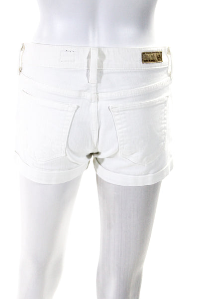 AG Adriano Goldschmied Womens The Pixie Roll Up Denim Shorts White Size 26