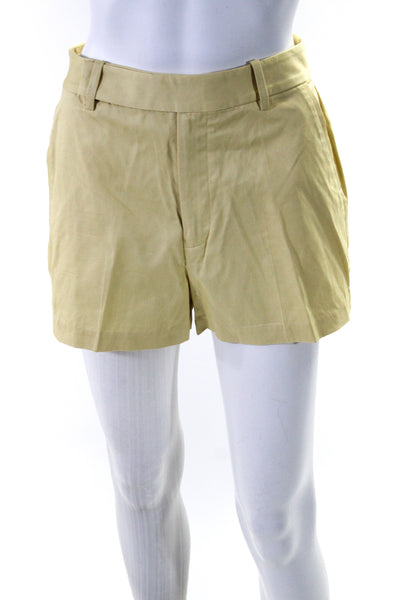 Equipment Femme Womens High Waist Pleated Dress Shorts Light Yellow Size 4