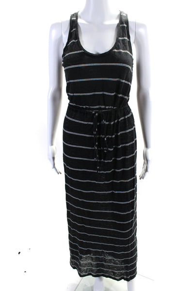 Joie Womens Striped Print Scoop Neck Sleeveless Maxi Dress Black White Size XS