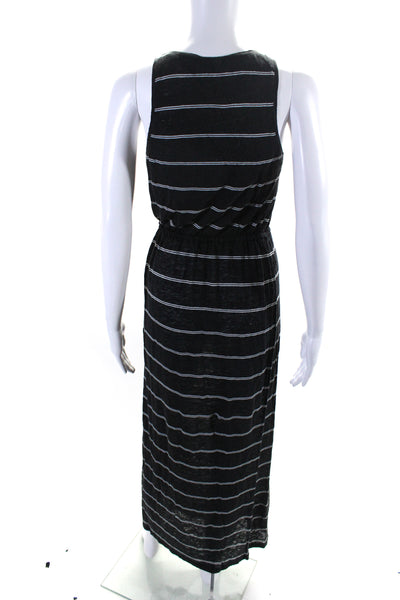 Joie Womens Striped Print Scoop Neck Sleeveless Maxi Dress Black White Size XS