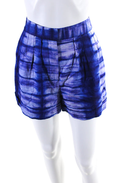 Tory Burch Womens Cotton Cloudburst Tie Dye Print Mom Shorts Purple Blue Size 0