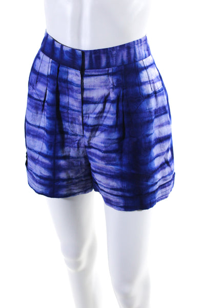 Tory Burch Womens Cotton Cloudburst Tie Dye Print Mom Shorts Purple Blue Size 0