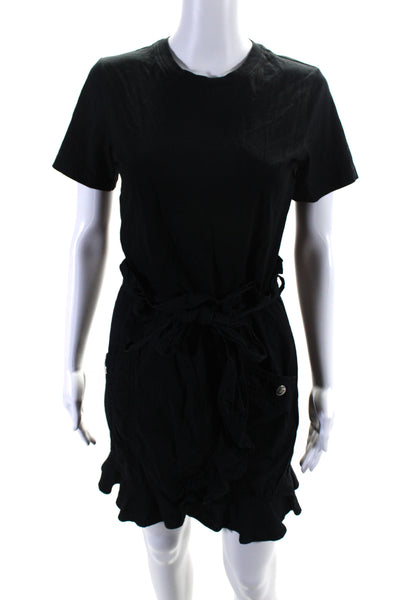 Derek Lam 10 Crosby Womens Cotton Jersey Tulip Hem T-Shirt Dress Black Size 4