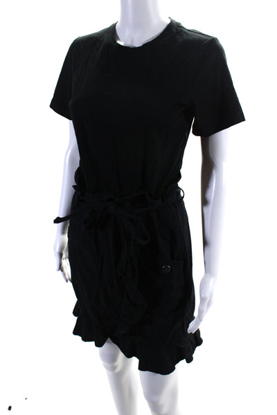 Derek Lam 10 Crosby Womens Cotton Jersey Tulip Hem T-Shirt Dress Black Size 4