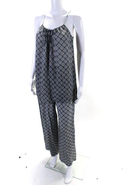 Vince Womens Silk Geometric Print Camisole Straight Leg Trousers Set Gray Size S