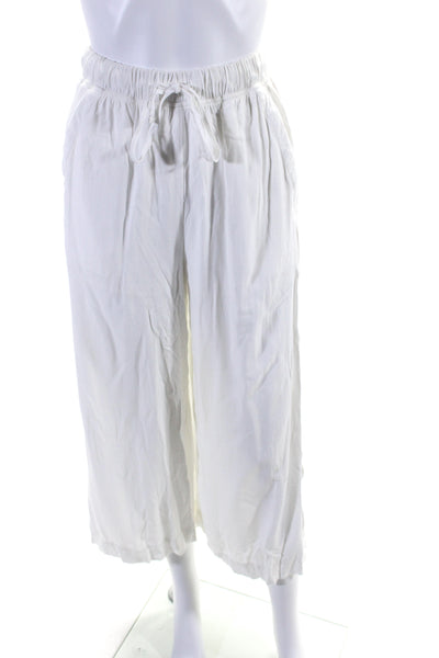 Splendid Womens Drawstring Waist Wide Leg Pants White Size Extra Small