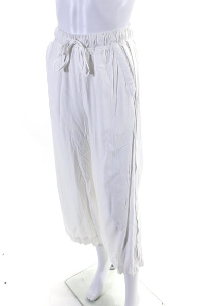 Splendid Womens Drawstring Waist Wide Leg Pants White Size Extra Small