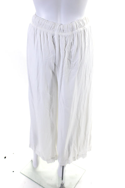 Splendid Womens Drawstring Waist Wide Leg Pants White Size Extra Small