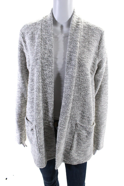 J Crew Womens Cotton Long Sleeve Open Front Sweater Cardigan White Black Size S