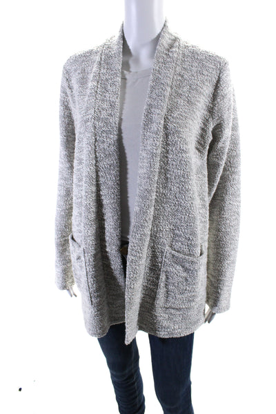 J Crew Womens Cotton Long Sleeve Open Front Sweater Cardigan White Black Size S